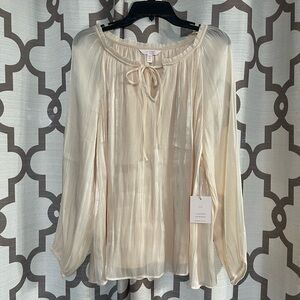 LC Lauren Conrad Sheer Cream Blouse